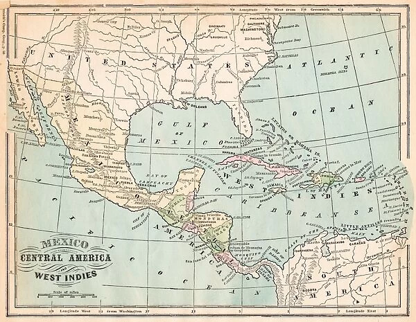 Mexico and West indies map 1875