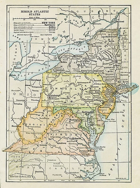 Middle Atlantic States map 1898