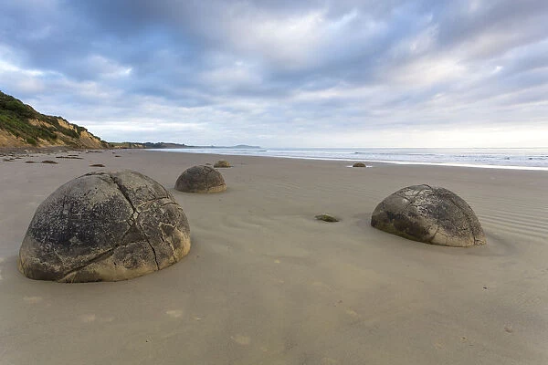 Moeraki Boulders on the beach, Moeraki Beach, Hampden, Otago Region, New Zealand