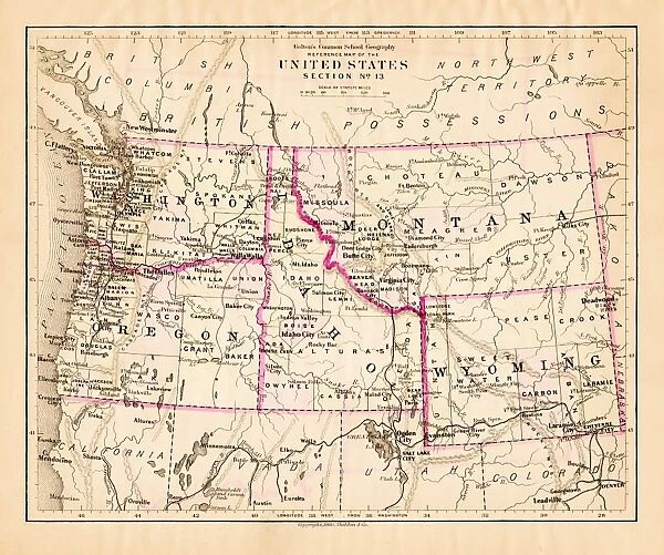 Montana Washington Oregon Idaho map 1881
