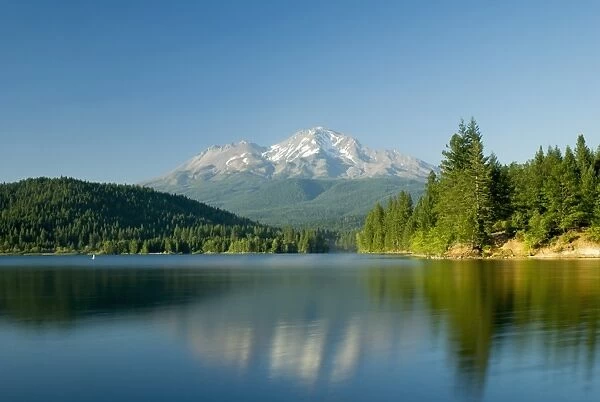 Mount Shasta Reflected In A Tranquil Lake