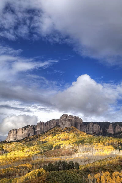 Mountain and forest landscape in autumn, Cinnamon Ridge, Colorado, USA