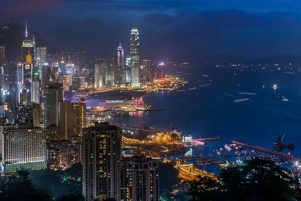 Night scene of Hong Kong bay front
