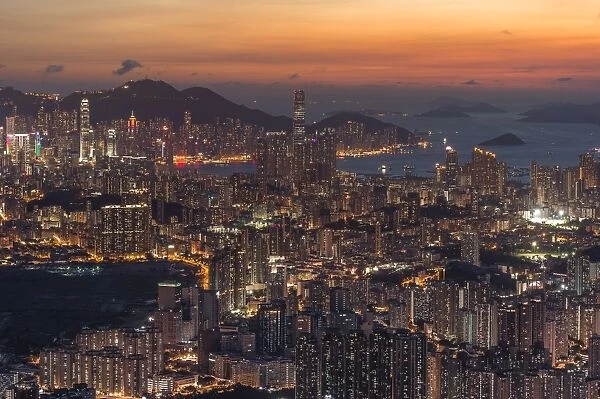 Night view of West Kowloon district from top