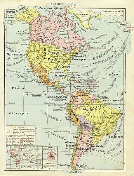 North and South America map 1887