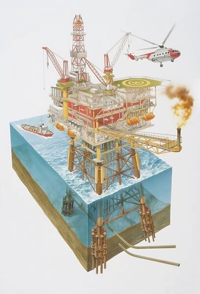 Offshore oil rig black metal 4x6H picture frame 