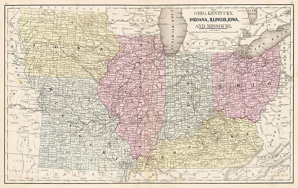 Ohio Indiana Illinois map 1867