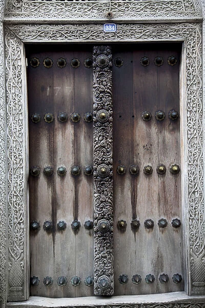 Old traditional wooden door in Stone Town