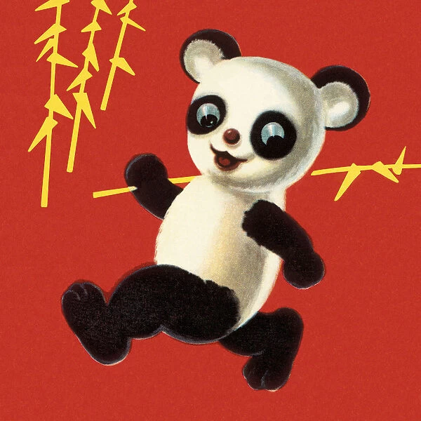 Panda Running With Bamboo