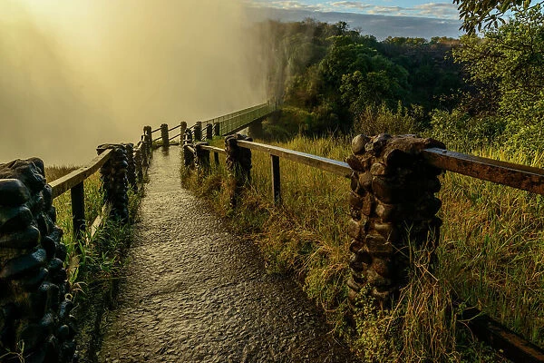 The path and bridge to The Knife Edge. Victoria Falls. Zambia