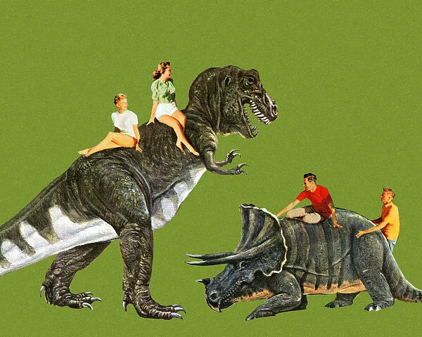 People Riding Dinosaurs