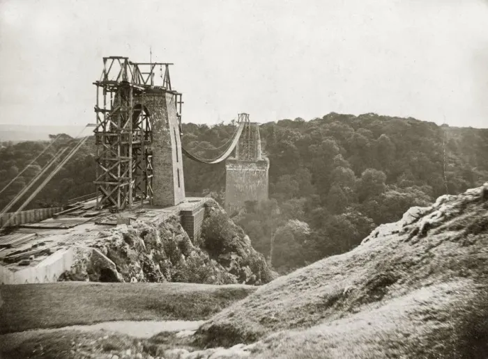 Framed Print : Clifton Suspension Bridge Partial Structure Print circa 1863 Framed Print : Clifton Suspension Bridge Partial Structure Print circa 1863
