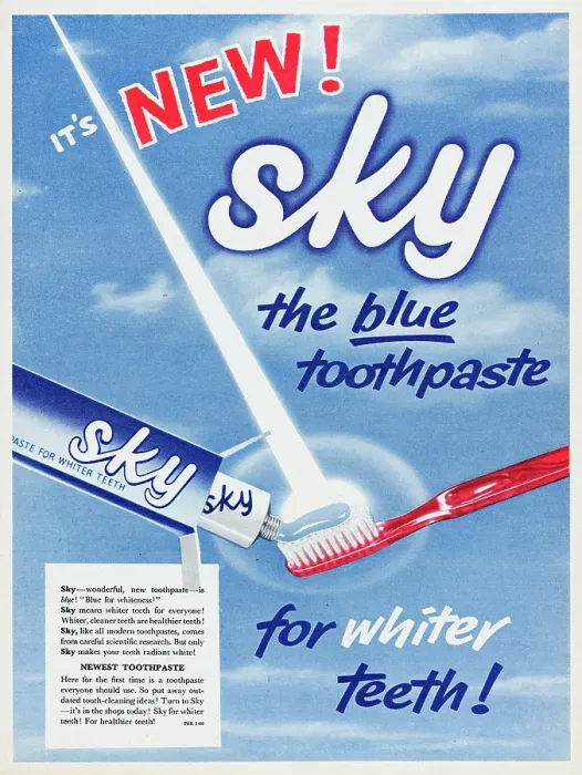 Framed Print : 1956 Print of Sky Toothpaste Advertisement Framed Print : 1956 Print of Sky Toothpaste Advertisement