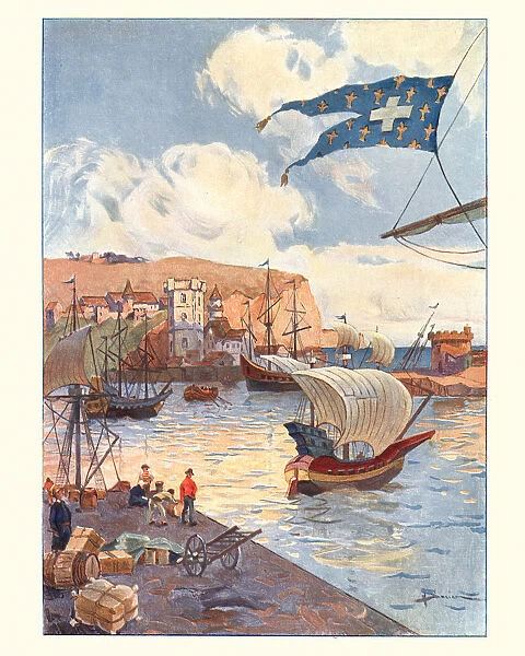 Port of Dieppe, France in the 15th Century
