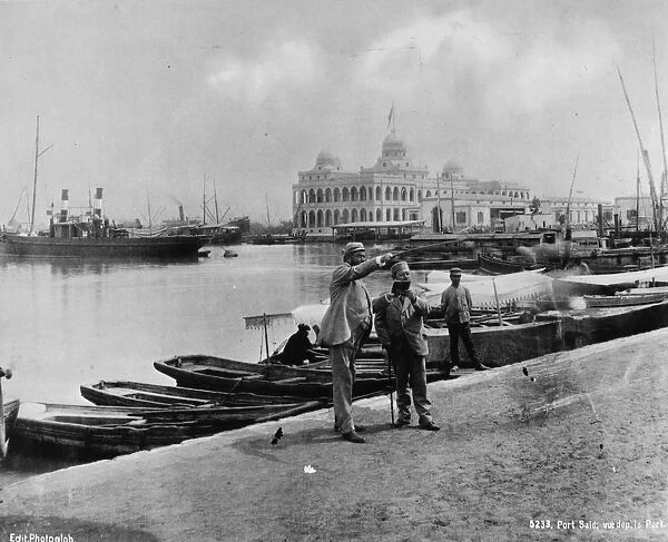 Port Said. circa 1885: Quayside at Port Said, Egypt, during the late nineteenth century