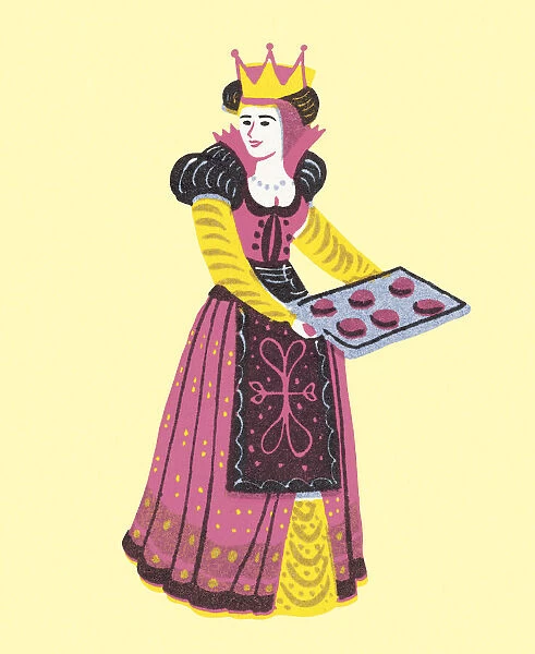 Queen Holding Tray of Hamburgers
