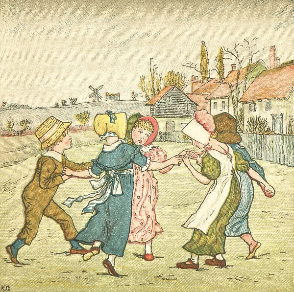 Regency style children dancing in a ring