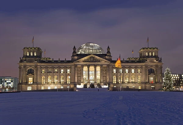 Reichstag building at night, winter, Tiergarten locality, Berlin, Germany, Europe