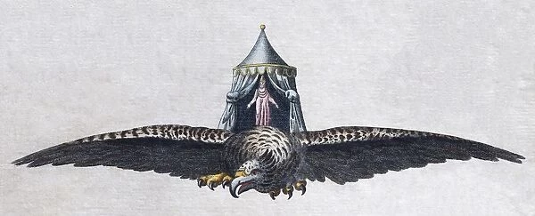 Roc bird, hand-colored copper engraving from childrens picture book by Friedrich Justin Bertuch
