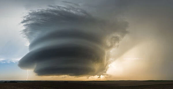 A rotating mesocyclone storm works its way across the Great Plains of Nebraska. USA