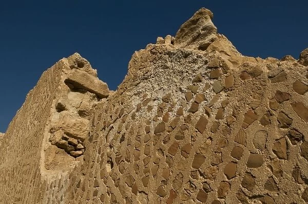 Ruins of ancient Byzantine church in Masada archaeological site Dead Sea Israel