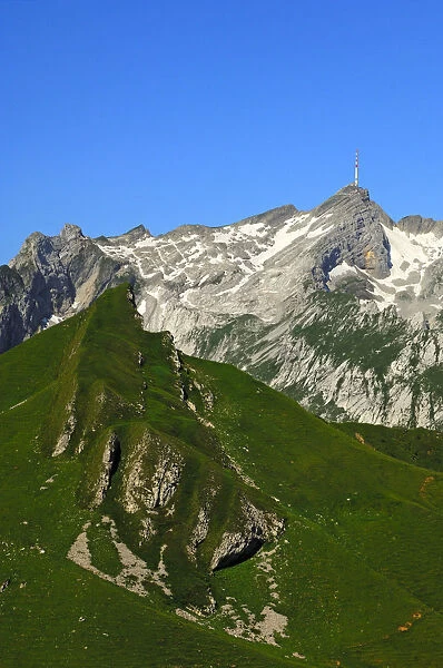The Saentis summit, Alpstein mountain range, canton of Appenzell Innerrhoden, Appenzell Inner Rhodes, Switzerland, Europe