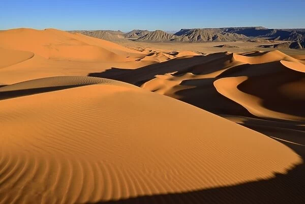 Sand dunes at Erg Mehejibad, Sahara, Erg Mehejibad, Immidir or Mouydir, Sahara, Tamanrasset Province, Algeria