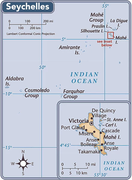 Seychelles country map