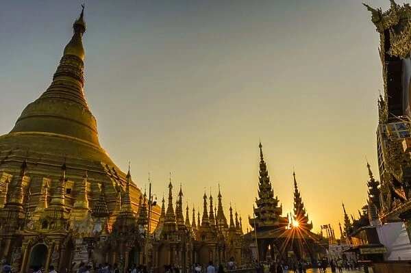 Shwedagon Pagoda at sunset, Yangon, Myanmar