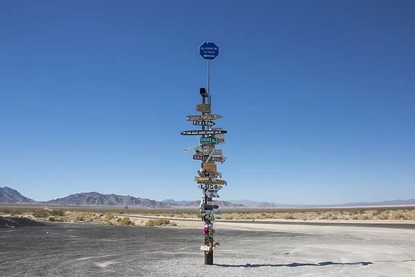 Signpost on the Desert Center Rice Road, California, United States