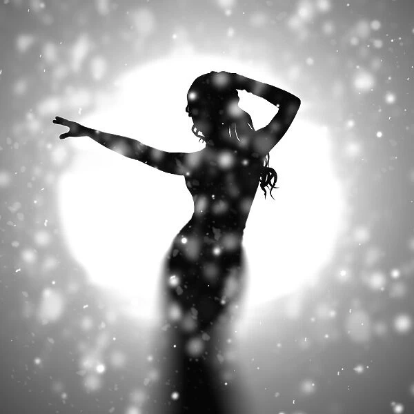Silhouette of sexy woman dancing