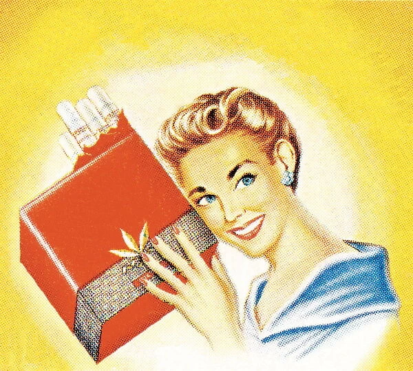 Smiling Woman and a Pack of Cigarettes
