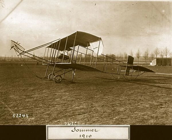 Sommer. 12th April 1910: A Sommer biplane with 50 hp Gnome rotary engine