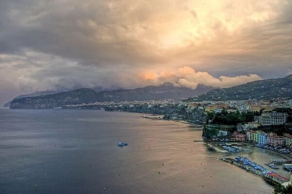 Sorrento and Bay of Naples stormy sunset