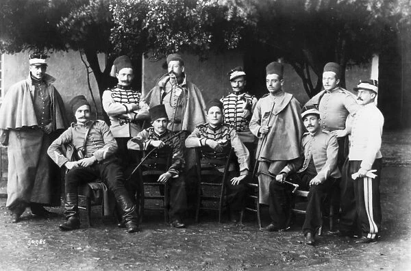 Spahis. circa 1900: French Algerian spahis or cavalrymen