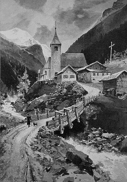 St. Leonhard im Pitztal, Tyrol, Austria, Historical, digital reproduction of an original from the 19th century