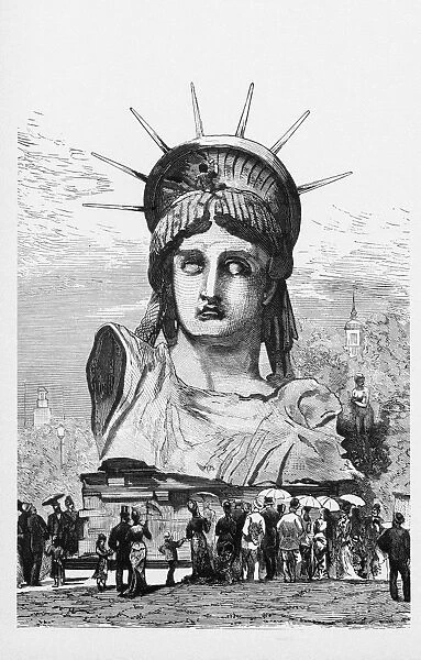 Statue of Liberty On Display in Paris Victorian Engraving, 1878