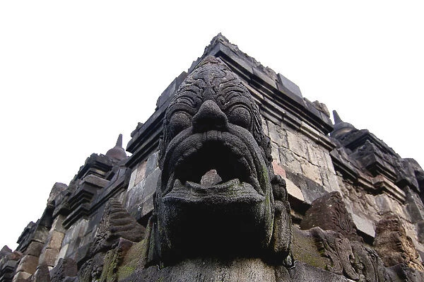 A statue of lions head at Borobudur