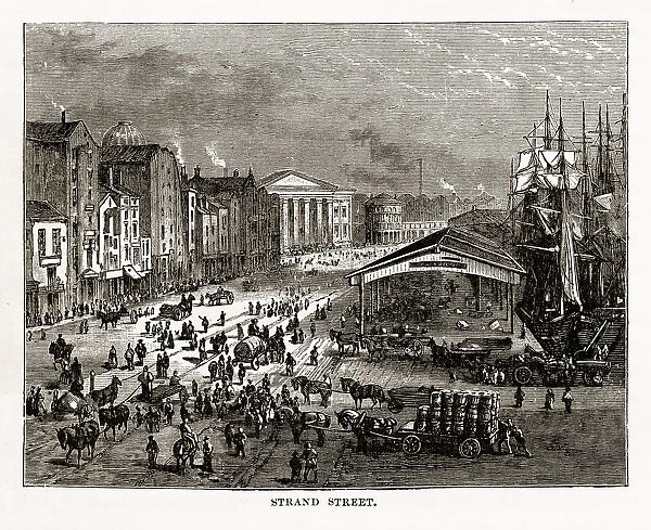 Strand Street in Liverpool, England Victorian Engraving, 1840