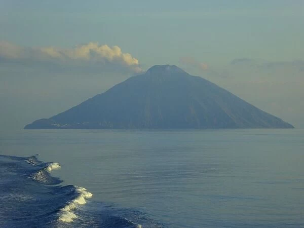 Stromboli, smoking volcano in the sea