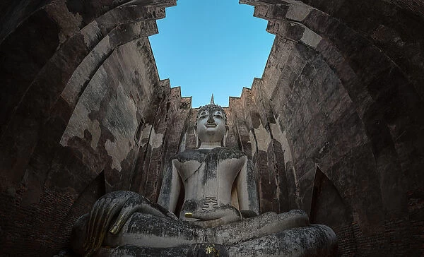 Sukhothai historical Park, Thailand, giant statue of Buddha in Wat Si Chum. The place is public property, no release document required