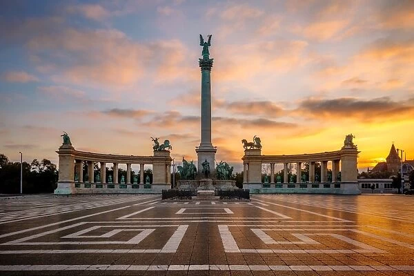 Sunrise at Heros Square, Budapest, Hungary