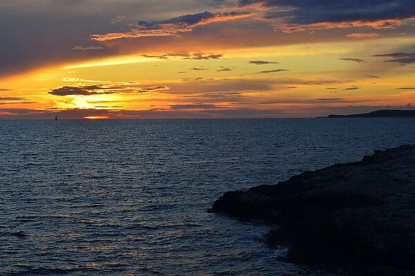 Sunset over the Adriatic Sea, Cape Kamenjak, Premantura, Istria, Croatia