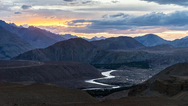 After sunset and the mountain range in Leh