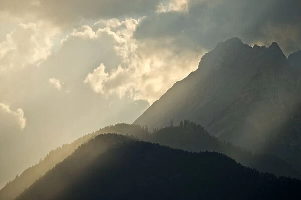 Sunset over Mt Bettelwurf, Karwendel Range, Tyrol, Austria