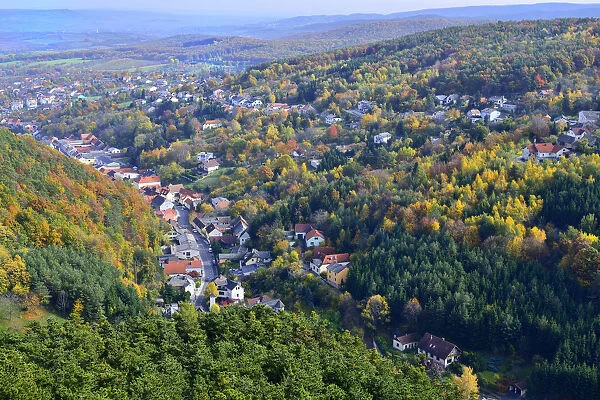 Townscape in autumn, Forchtenstein, Burgenland, Austria
