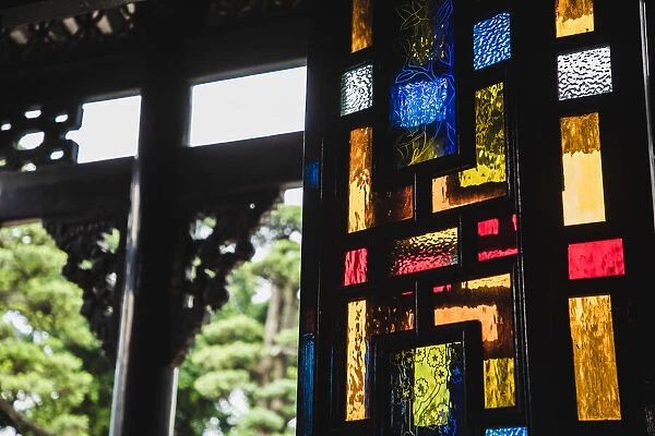 traditional Chinese stained glass window