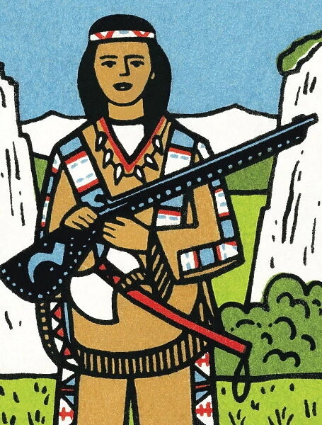 Tribal woman with rifle