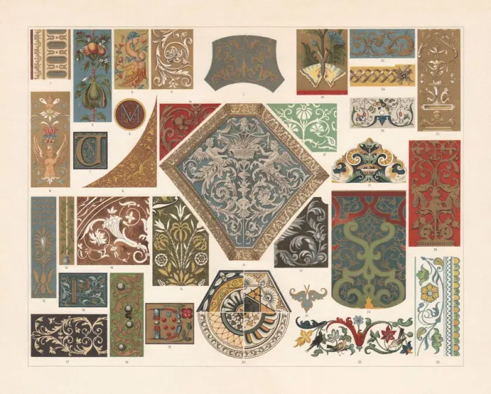 Framed Print : Renaissance Patterns Print, Chromolithograph, 1897 Framed Print : Renaissance Patterns Print, Chromolithograph, 1897