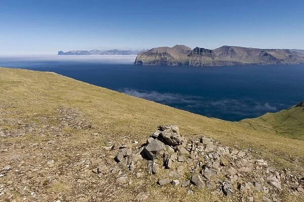 View of Vagar and Streymoy, Mykines, Utoyggjar, Faroe Islands, Denmark